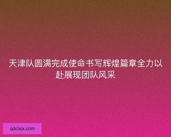 天津队圆满完成使命书写辉煌篇章全力以赴展现团队风采